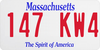 MA license plate 147KW4
