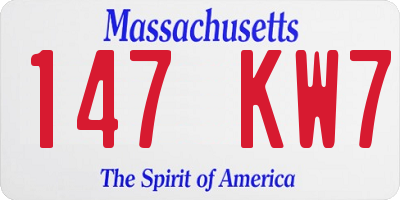 MA license plate 147KW7