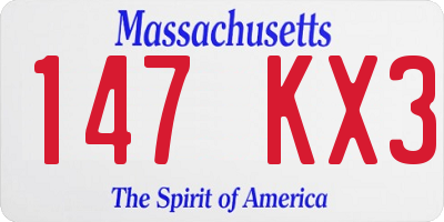 MA license plate 147KX3