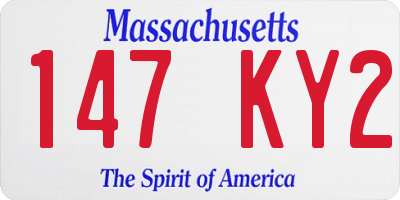 MA license plate 147KY2