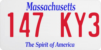 MA license plate 147KY3