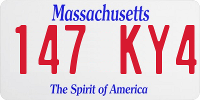 MA license plate 147KY4