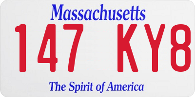 MA license plate 147KY8