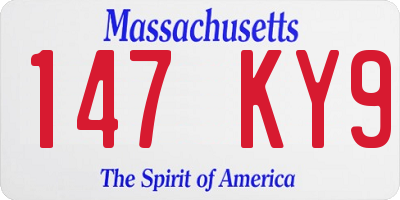MA license plate 147KY9