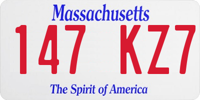 MA license plate 147KZ7
