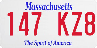 MA license plate 147KZ8