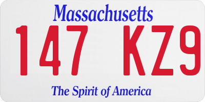 MA license plate 147KZ9