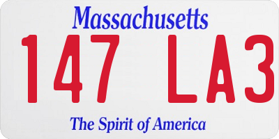 MA license plate 147LA3