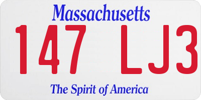 MA license plate 147LJ3