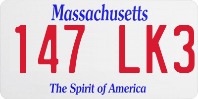 MA license plate 147LK3