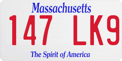MA license plate 147LK9
