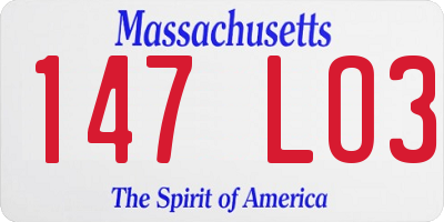 MA license plate 147LO3