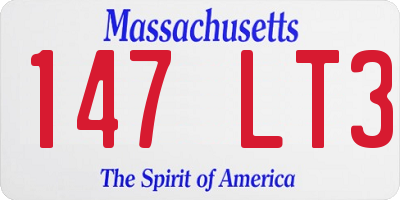 MA license plate 147LT3