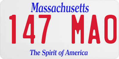 MA license plate 147MA0