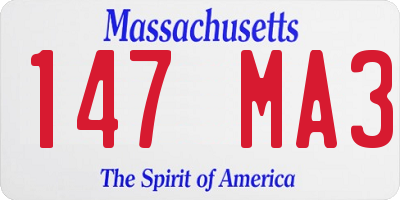 MA license plate 147MA3