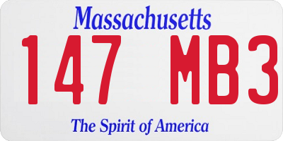 MA license plate 147MB3