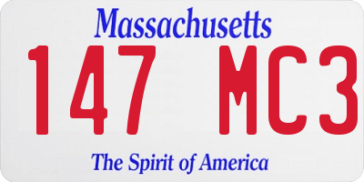 MA license plate 147MC3