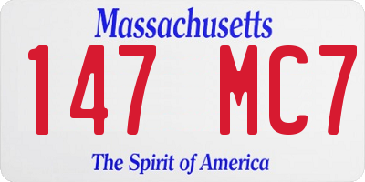 MA license plate 147MC7