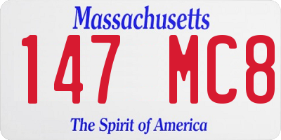 MA license plate 147MC8