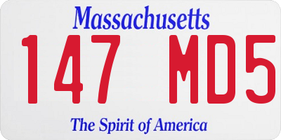 MA license plate 147MD5