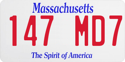MA license plate 147MD7