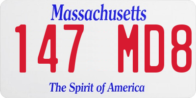 MA license plate 147MD8