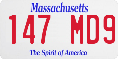 MA license plate 147MD9