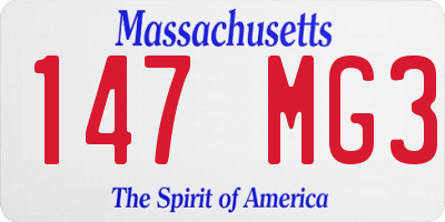 MA license plate 147MG3
