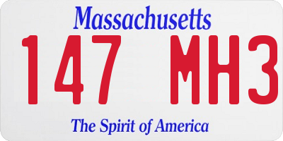 MA license plate 147MH3