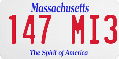 MA license plate 147MI3