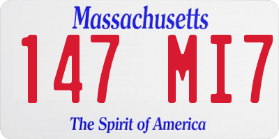 MA license plate 147MI7