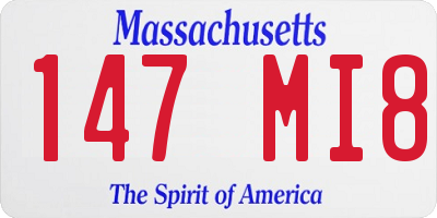 MA license plate 147MI8