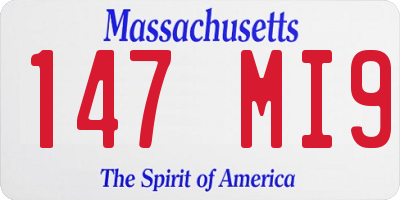 MA license plate 147MI9