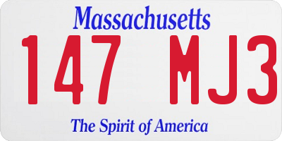 MA license plate 147MJ3