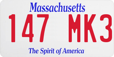 MA license plate 147MK3