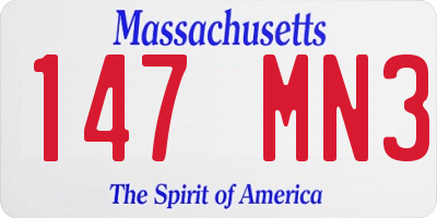 MA license plate 147MN3
