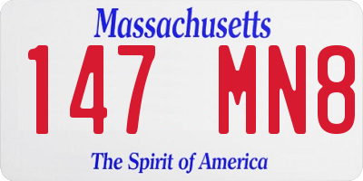 MA license plate 147MN8