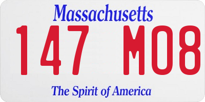 MA license plate 147MO8