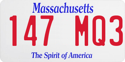 MA license plate 147MQ3