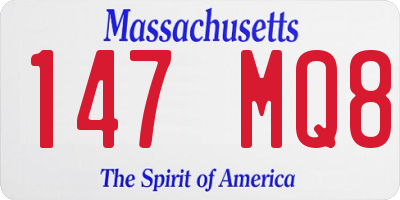 MA license plate 147MQ8