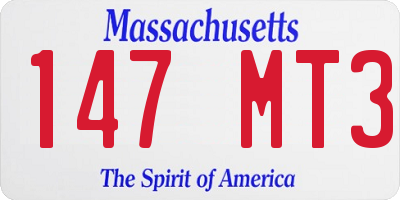MA license plate 147MT3