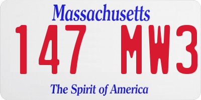 MA license plate 147MW3