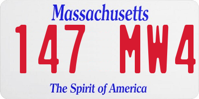 MA license plate 147MW4