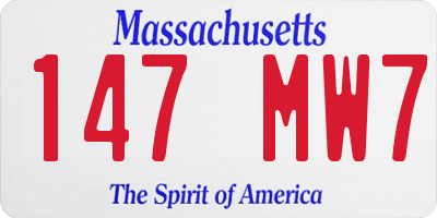 MA license plate 147MW7