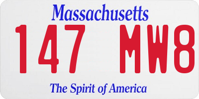 MA license plate 147MW8