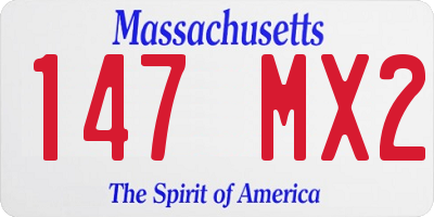 MA license plate 147MX2