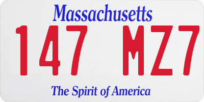 MA license plate 147MZ7