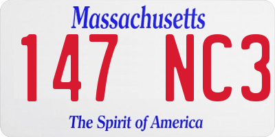 MA license plate 147NC3