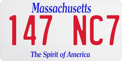 MA license plate 147NC7