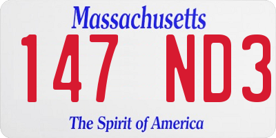 MA license plate 147ND3